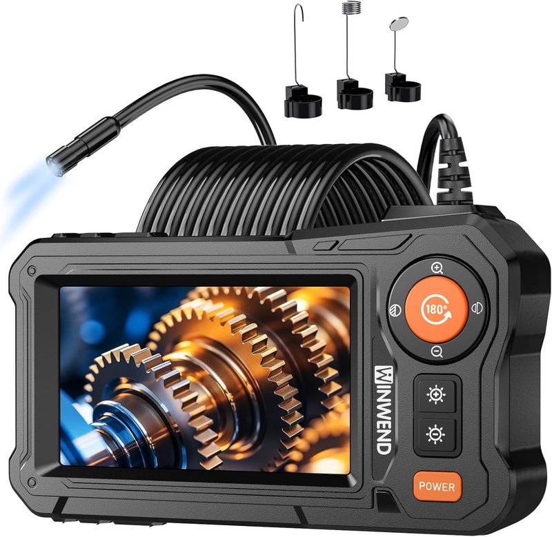 WINWEND Store كاميرا منظار مع ضوء - كاميرات تفتيش بشاشة LCD 4.3 بوصة، منظار مقاوم للماء IP67 مع 8 أضواء LED قابلة للتعديل، كاميرا منظار HD 1080P بطول 16.5 قدم، هدايا للرجال وأدوات وتقنيات - Image 1